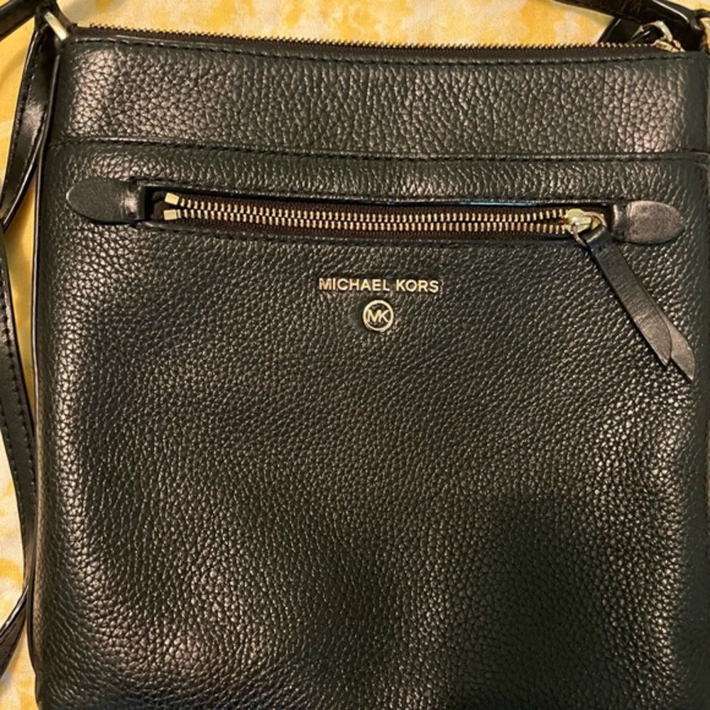 Black Leather Michael Kors Cross-Body Bag
